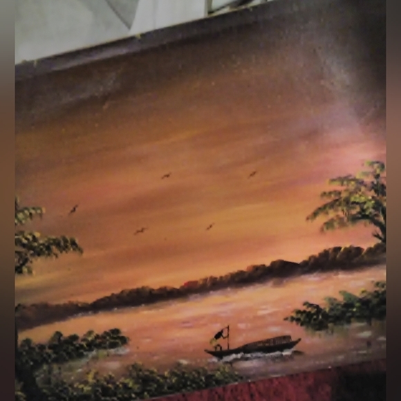 African people village original oil on canvas landscape painting 🎨🖌️ - Picture 3 of 4